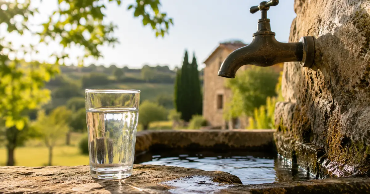 Muestra de agua de pozo junto a un análisis de laboratorio para comprobar su potabilidad